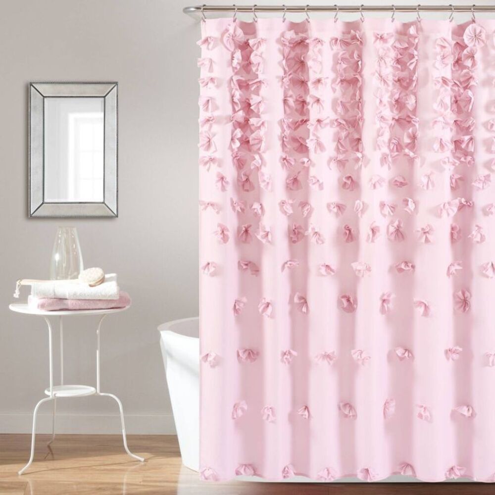 Lush Decor -  Vintage Glam Handmade Bows Shower Curta Lilac